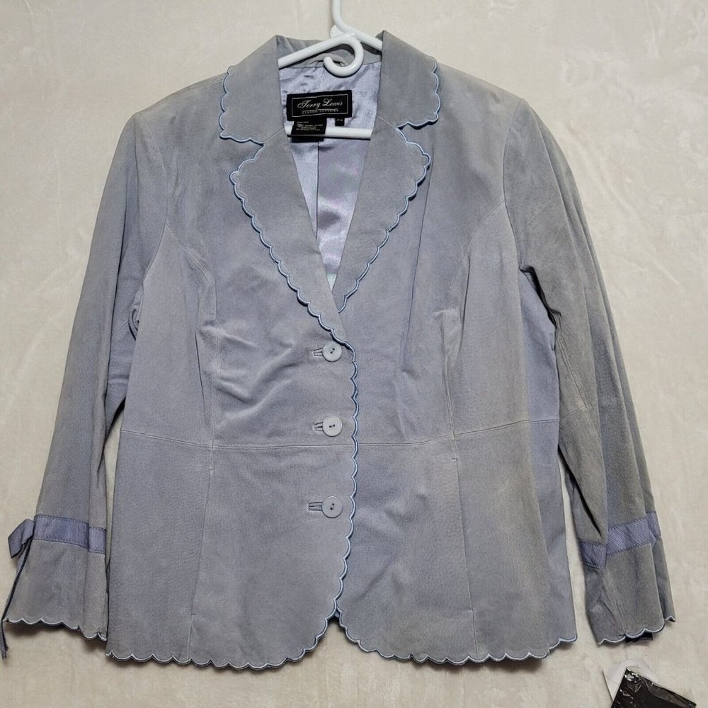 Jerry Lewis Classic Luxuries Womens jacket‎ size P 1X NWT Genuine Leather Blue